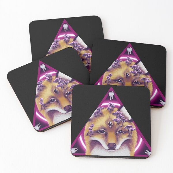 Item preview, Three Eye Fox and Mushrooms in front of neon designed and sold by cheeborg.