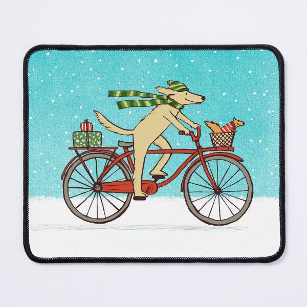 Item preview, Dog Riding Bicycle with Squirrel Winter Holiday designed and sold by Jenn Inashvili.