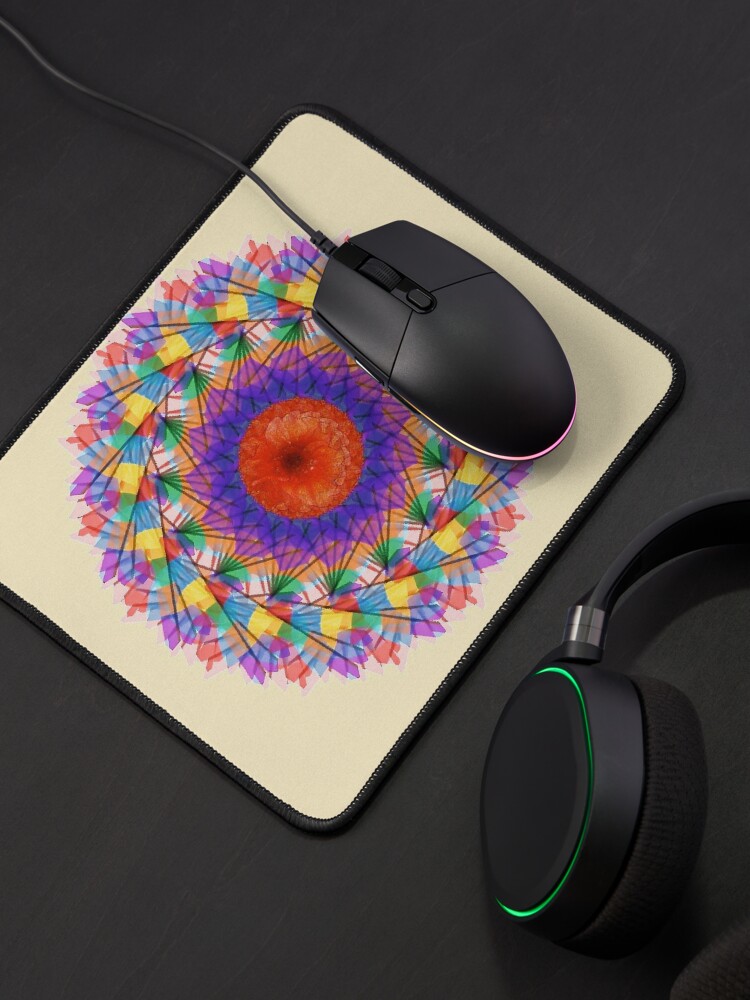 Alternate view of Rainbow Mandala Abstract Art Mouse Pad