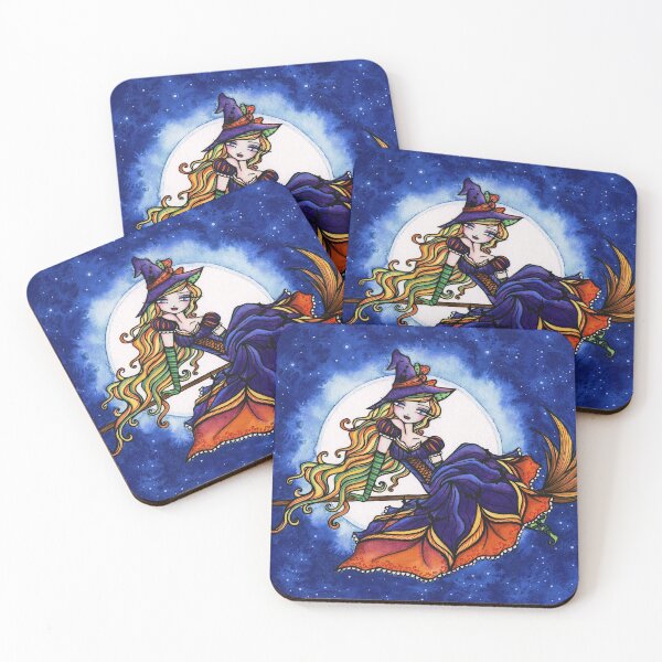 Item preview, Colorful Halloween Witch Night Sky Fantasy Art designed and sold by hannahlynnart.