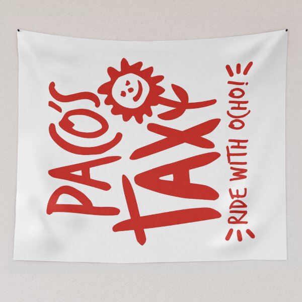 Item preview, Paco's Taxi (Red on White) designed and sold by Justin Ellis.