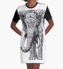 Verzierter Elefant T-Shirt Kleid