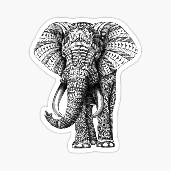 Ornate Elephant Sticker