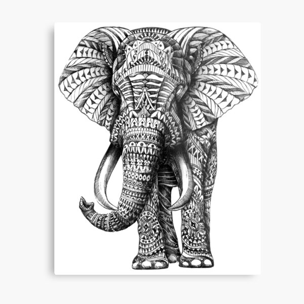 Ornate Elephant Metal Print