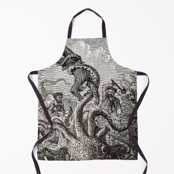 Item preview, Vintage giant squid attack illustration 1870 designed and sold by monsterplanet.