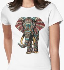 Ornate Elephant (Color Version) Women's Fitted T-Shirt