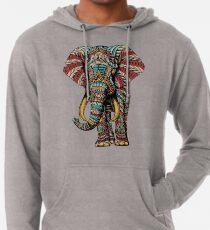 Verzierter Elefant (Farbversion) Leichter Hoodie