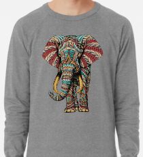 Verzierter Elefant (Farbversion) Leichter Pullover