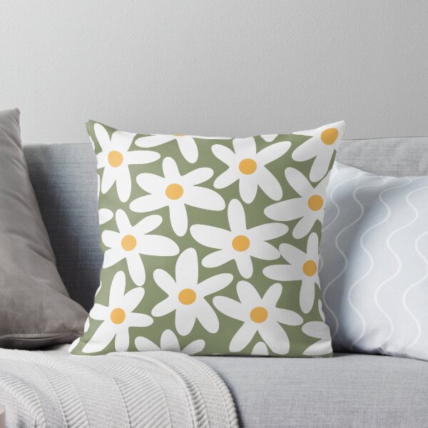 Item preview, Daisy Time Floral Pattern Sage Green White Mustard Yellow designed and sold by kierkegaard.