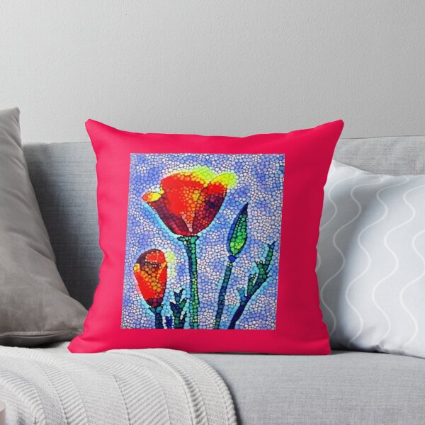 Item preview, 3 Poppies, original watercolor with bubble art filter designed and sold by InkyandCotton.