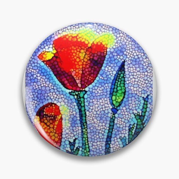 Item preview, 3 Poppies, original watercolor with bubble art filter designed and sold by InkyandCotton.
