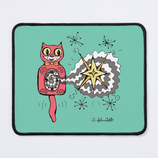 Item preview, Kitschy Kitty Cat Clock Psychedelic Time Illustration designed and sold by Intergalactic Unicorn: Art by Anna Schmidt.