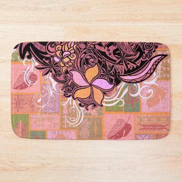 Item preview,  Hawaiian Black Overlay With Coral Village Tiare Tapa Artboard  designed and sold by sunnthreads.
