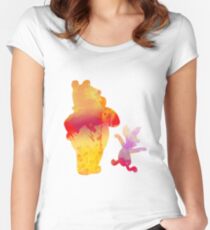 Bear and Pig Inspired Silhouette Women's Fitted Scoop T-Shirt