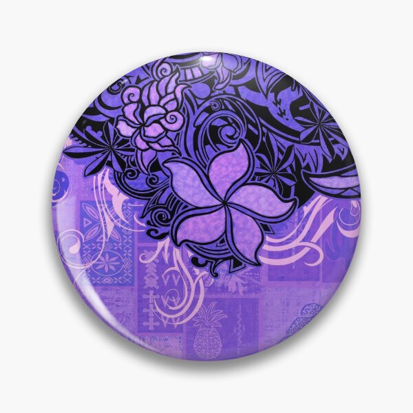 Item preview, Hawaiian Black Overlay With Purple Paradise Tiare Tapa Artboard  designed and sold by sunnthreads.