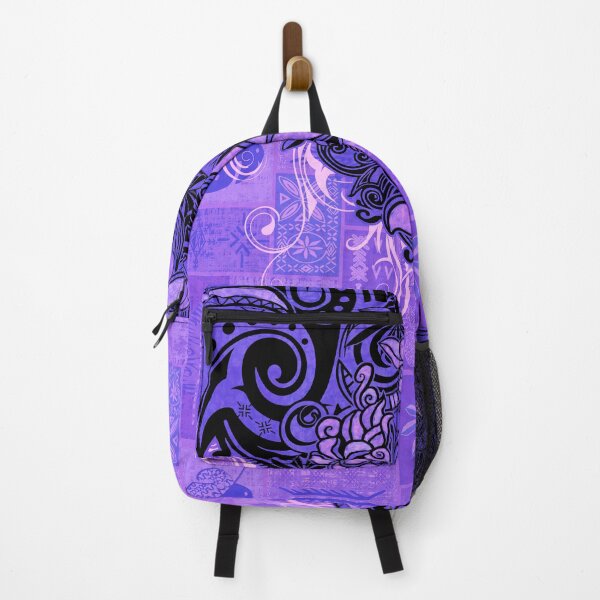 Item preview, Hawaiian Black Overlay With Purple Paradise Tiare Tapa Artboard designed and sold by sunnthreads.