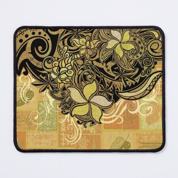 Item preview,  Hawaiian Black Overlay With Sunset Orange Village Tiare Tapa Artboard  designed and sold by sunnthreads.