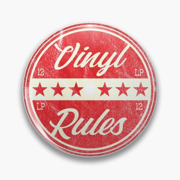 Novelty Fun Button Pinback Badge 1" LP Record VINYL RULES 