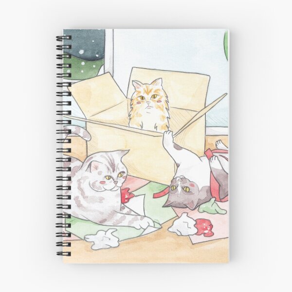 Item preview, Christmas Cats // Watercolour illustration of cats playing with wrapping paper & boxes designed and sold by arosecast.