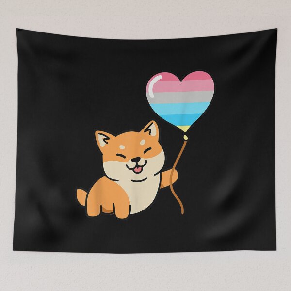 Item preview, Shiba Inu Genderflux Heart Balloon designed and sold by miann4.