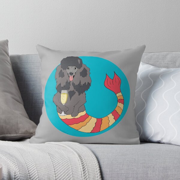 Sandy the Poodle Mermutt Throw Pillow