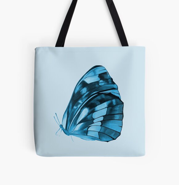 BLUE Butterfly All Over Print Tote Bag