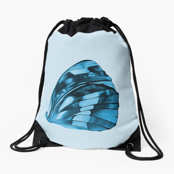 BLUE Butterfly Drawstring Bag
