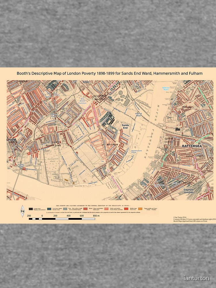 "Booth's Map of London Poverty for Sands End ward, Hammersmith & Fulham