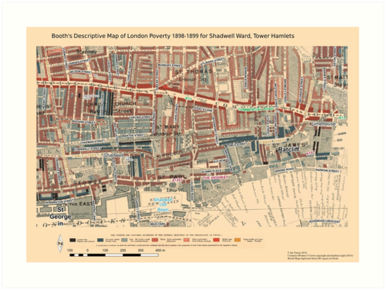 Booth S Map Of London Poverty For Shadwell Ward Tower Hamlets Art   Ap,550x550,16x12,1,transparent,t.u1 