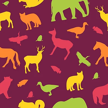 Artwork thumbnail, Different Colorful Animals Pattern by RafaelLima7