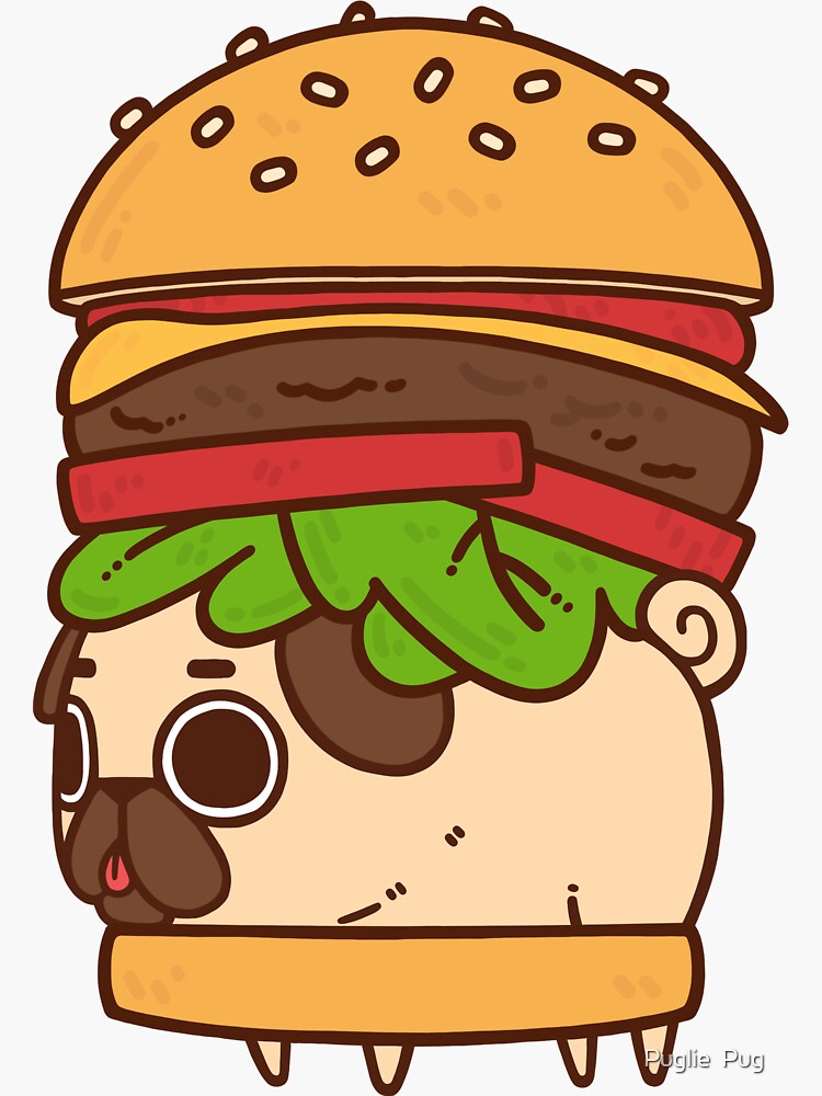 Thumbnail 3 of 3, Sticker, Cheeseburger Puglie designed and sold by puglie.