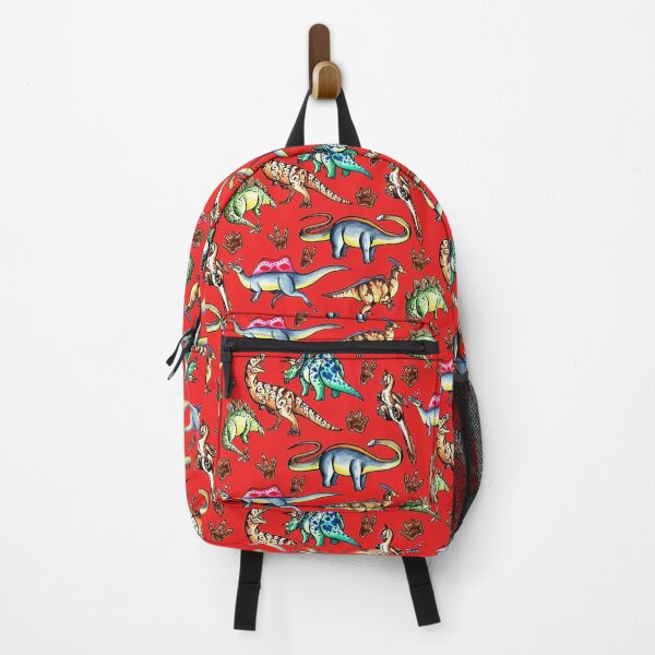 Vista previa del artículo con la obra «Mochila Dinosaurios Roja», diseñado y vendido por powderjuly.