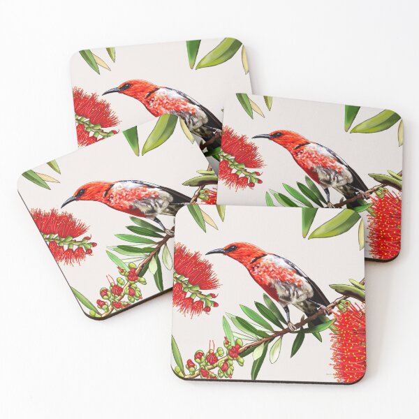 Item preview, Scarlet Honeyeater in Callistemon #2 by Australian artist Laural Retz designed and sold by Laural Retz.