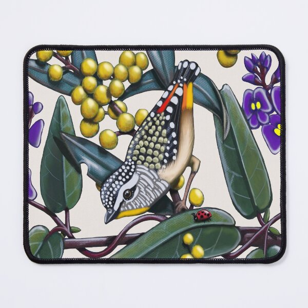 Happy Wandering Pardalote by Australian artist Laural Retz Mouse Pad