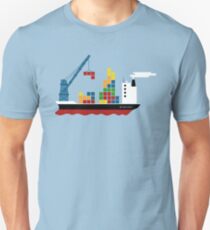 Fracht Tetris Schiff Slim Fit T-Shirt