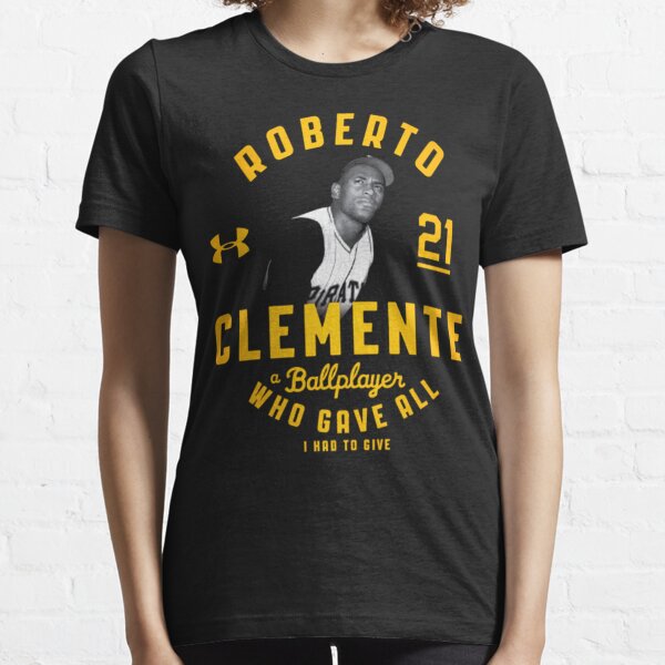 Women's Nike Roberto Clemente Black Pittsburgh Pirates Cooperstown  Collection Name & Number T-Shirt