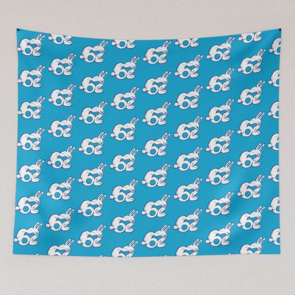Item preview, rabbit number 62 cartoon blue contour designed and sold by anticute.