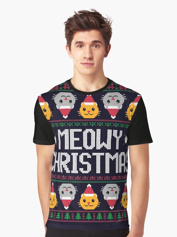 Thumbnail 1 von 5, Grafik T-Shirt, Hässlicher Weihnachtspullover - Cat designt und verkauft von VomHaus.