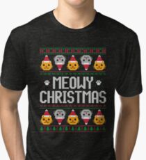 Ugly Christmas Sweater - Cat Tri-blend T-Shirt