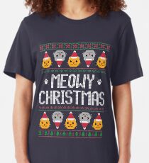 Ugly Christmas Sweater - Cat Slim Fit T-Shirt