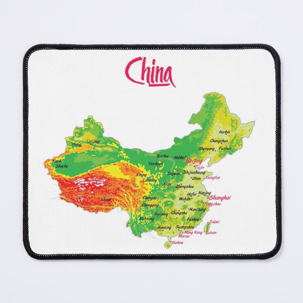 Item preview, China physical map topographic map of China Borders, Capitals and Major cities  designed and sold by mashmosh.