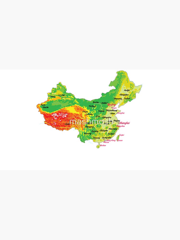 "China physical map topographic map of China Borders, Capitals and