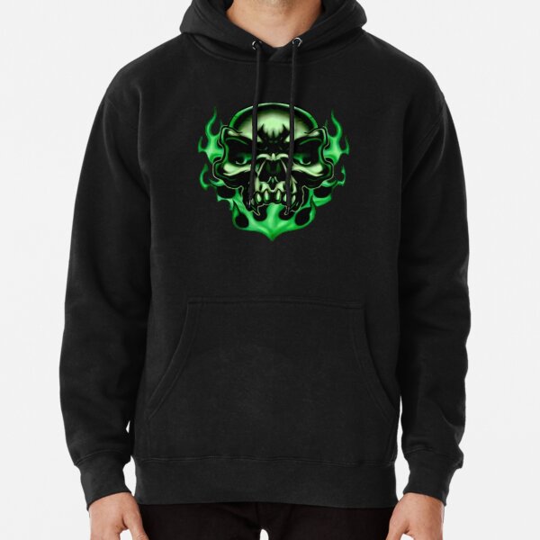 Green skull hoodie online