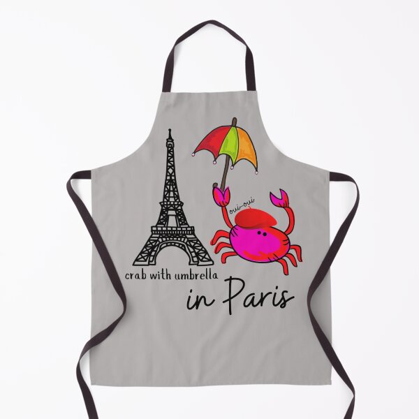Item preview,  CUTE FUNNY CARTOON FUCHSIA  RED PINK CRAB WITH UMBRELLA in Paris #2 Grey Background designed and sold by EllieMonroe.