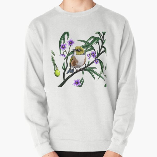 Silver Eye in Kangaroo Apple #1 by Australian artist Laural Retz Pullover Sweatshirt