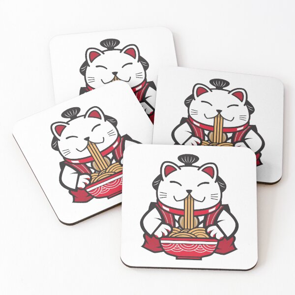 Item preview, Cute Japaneese Cat eating Ramen noodles designed and sold by vororoshop.