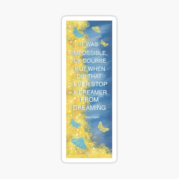 Strange the Dreamer Book Quote Design Sticker