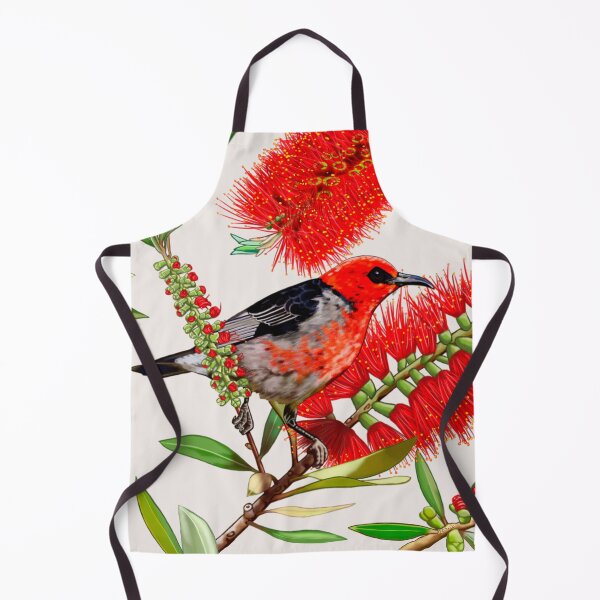 Item preview, Scarlet Honeyeater in Callistemon #1 by Australian artist Laural Retz designed and sold by Laural Retz.