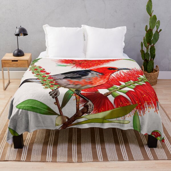 Item preview, Scarlet Honeyeater in Callistemon #1 by Australian artist Laural Retz designed and sold by Laural Retz.