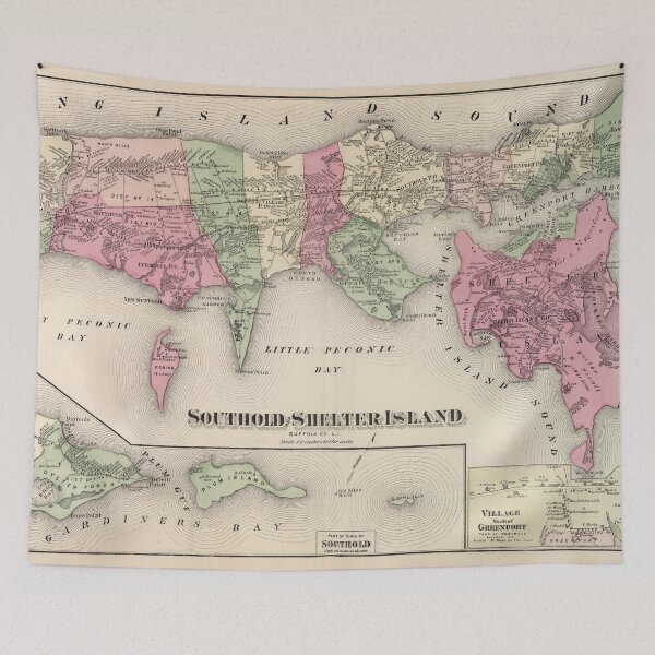 Item preview, 1873 Vintage Map of Southold and Shelter Island. Long Island, New York designed and sold by Gin  Neko.